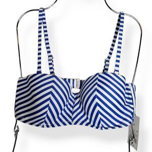 Shade & Shore Blue Striped Underwired Bikini Top 34B